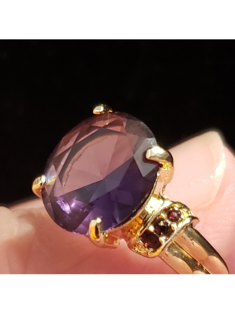 10k Gold-Filled amethyst color statement Ring